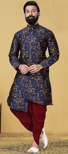 Blue color IndoWestern Dress in Art Silk fabric with Weaving work : 1705875