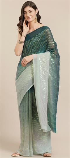 Designer, Festive, Party Wear Multicolor color Saree in Georgette fabric with Classic Sequence work : 1706526