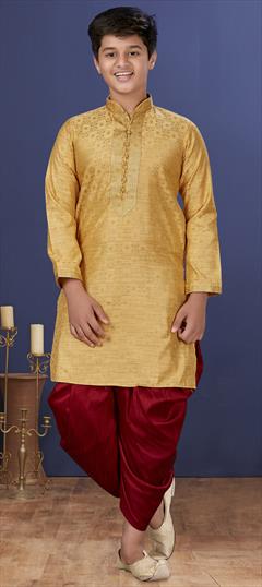 Yellow color Boys Dhoti Kurta in Jacquard fabric with Thread work : 1707078