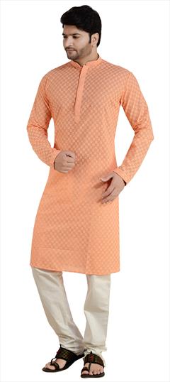 Pink and Majenta color Kurta Pyjamas in Cotton fabric with Embroidered, Thread work : 1707564