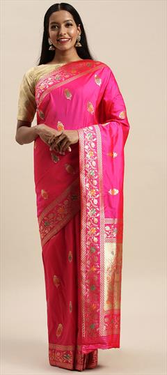 Traditional Pink and Majenta color Saree in Jacquard fabric with South Weaving work : 1708706