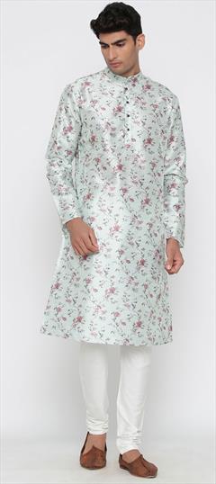 Green color Kurta Pyjamas in Cotton fabric with Floral, Printed work : 1708787