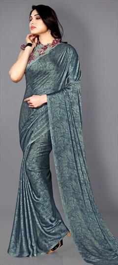 Casual Blue color Saree in Chiffon fabric with Classic Printed work : 1709958