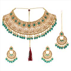 Multicolor color Bridal Jewelry in Metal Alloy studded with CZ Diamond, Pearl & Gold Rodium Polish : 1710085