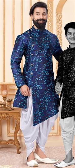 Blue color IndoWestern Dress in Art Silk fabric with Printed work : 1710280