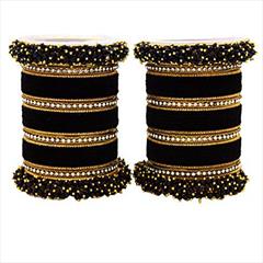 Black and Grey color Bangles in Brass studded with CZ Diamond & Gold Rodium Polish : 1710451
