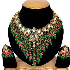 Multicolor color Necklace in Metal Alloy studded with Beads & Gold Rodium Polish : 1710640