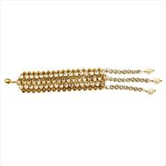 Gold color Bracelet in Brass studded with Kundan, Pearl & Gold Rodium Polish : 1711445