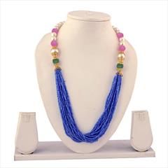 Multicolor color Necklace in Copper studded with Beads, Pearl & Gold Rodium Polish : 1711456