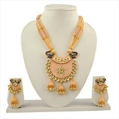 White and Off White color Necklace in Copper studded with Kundan & Gold Rodium Polish : 1711765