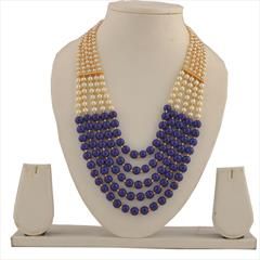 Blue, White and Off White color Necklace in Copper studded with Pearl & Gold Rodium Polish : 1711771
