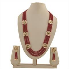 Red and Maroon color Necklace in Copper studded with Cubic Zirconia & Gold Rodium Polish : 1711773