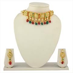 Multicolor color Necklace in Copper studded with Kundan & Gold Rodium Polish : 1711780
