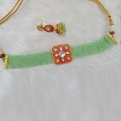 Green color Necklace in Copper studded with Kundan & Gold Rodium Polish : 1711790