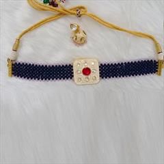 Blue color Necklace in Copper studded with Kundan & Gold Rodium Polish : 1711791