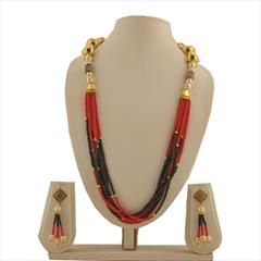 Multicolor color Necklace in Copper studded with Beads, Cubic Zirconia, Pearl & Gold Rodium Polish : 1711887