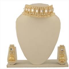 White and Off White color Necklace in Copper studded with Kundan, Pearl & Gold Rodium Polish : 1711922