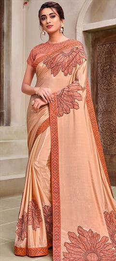 Festive, Party Wear Pink and Majenta color Saree in Georgette fabric with Classic Appliques work : 1711993