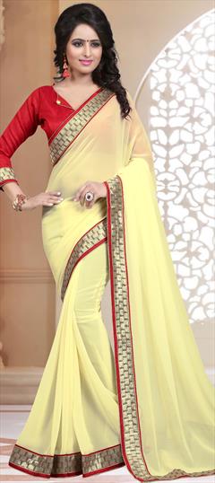 Casual, Party Wear Beige and Brown color Saree in Georgette fabric with Classic Border work : 1712485