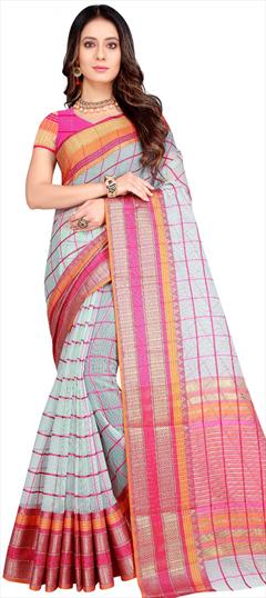 Casual, Traditional Blue color Saree in Art Silk, Silk fabric with South Weaving work : 1712874