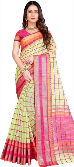 Casual, Traditional Green color Saree in Art Silk, Silk fabric with South Weaving work : 1712885