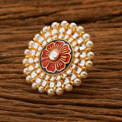 Multicolor color Ring in Brass studded with Kundan & Gold Rodium Polish : 1713268