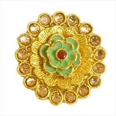 Green color Ring in Brass studded with Kundan & Gold Rodium Polish : 1713274