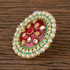 Multicolor color Ring in Brass studded with Kundan & Gold Rodium Polish : 1713294