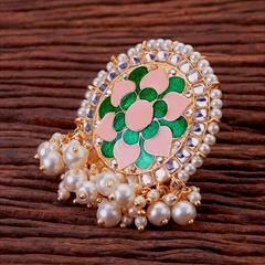 Multicolor color Ring in Brass studded with Kundan & Gold Rodium Polish : 1713310