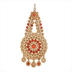 Red and Maroon color Passa in Brass studded with CZ Diamond & Gold Rodium Polish : 1713689