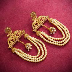 Beige and Brown color Earrings in Metal Alloy studded with Austrian diamond & Gold Rodium Polish : 1715140
