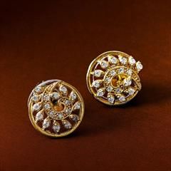 White and Off White color Earrings in Metal Alloy studded with Austrian diamond & Gold Rodium Polish : 1715147