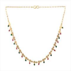 Gold color Necklace in Brass studded with Beads & Gold Rodium Polish : 1718848