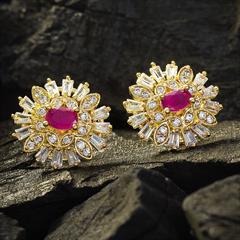 Pink and Majenta color Earrings in Metal Alloy studded with CZ Diamond & Gold Rodium Polish : 1721023