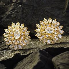 White and Off White color Earrings in Metal Alloy studded with CZ Diamond & Gold Rodium Polish : 1721024