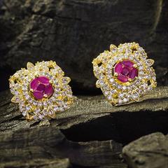 Pink and Majenta color Earrings in Metal Alloy studded with CZ Diamond & Gold Rodium Polish : 1721025