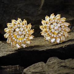 White and Off White color Earrings in Metal Alloy studded with CZ Diamond & Gold Rodium Polish : 1721028