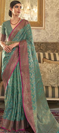 Traditional Blue color Saree in Art Silk, Silk fabric with South Weaving work : 1721126