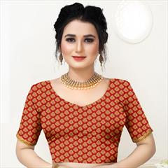 Red and Maroon color Blouse in Brocade fabric with Weaving work : 1721610
