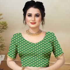 Green color Blouse in Brocade fabric with Weaving work : 1721615