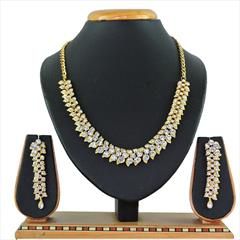 White and Off White color Necklace in Metal Alloy studded with CZ Diamond & Gold Rodium Polish : 1722181