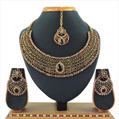 Black and Grey color Necklace in Metal Alloy studded with CZ Diamond & Gold Rodium Polish : 1722294