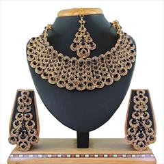 Black and Grey color Necklace in Metal Alloy studded with CZ Diamond & Gold Rodium Polish : 1722311