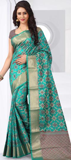Traditional Blue color Saree in Brocade fabric with South Weaving work : 1722314