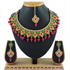 Multicolor color Necklace in Metal Alloy studded with CZ Diamond & Gold Rodium Polish : 1722315