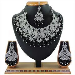 Black and Grey color Necklace in Metal Alloy studded with CZ Diamond & Gold Rodium Polish : 1723018