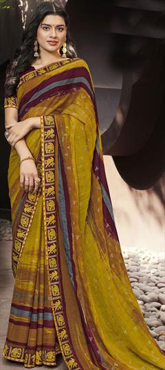 Festive, Party Wear Multicolor color Saree in Chiffon fabric with Classic Stone work : 1723516