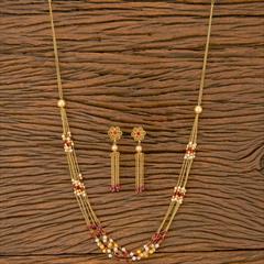 Beige and Brown color Necklace in Brass studded with CZ Diamond & Gold Rodium Polish : 1723614