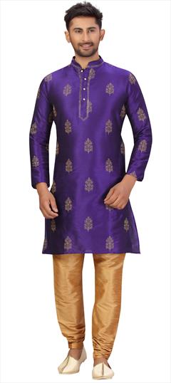 Purple and Violet color Kurta Pyjamas in Art Silk fabric with Embroidered, Thread work : 1724309