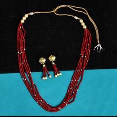 Red and Maroon color Necklace in Brass studded with Cubic Zirconia & Gold Rodium Polish : 1724532